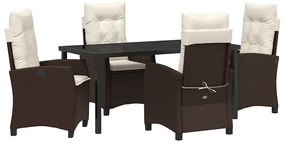 vidaXL Σέτ φαγητού για κήπο 5 pcs Καφέ συνθετικό ρατάν