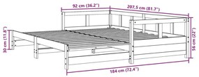 Καναπές Κρεβάτι Συρόμενος+Στρώμα 90x200εκ.Μασίφ Ξύλο Πεύκου - Καφέ