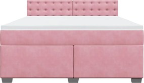vidaXL Κρεβάτι Boxspring με Στρώμα Ροζ 180x200 εκ. Βελούδινο