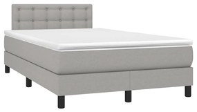 vidaXL Κρεβάτι Boxspring με Στρώμα & LED Αν.Γκρι 120x200 εκ Υφασμάτινο