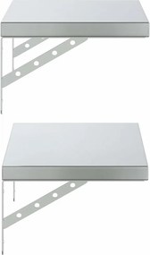 vidaXL Ράφια Τοίχου 2 τεμ. Ασημί 50x30 εκ. Ανοξείδωτο Ατσάλι