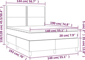 vidaXL Κρεβάτι Boxspring με Στρώμα Κρεμ 140x190 εκ. Υφασμάτινο