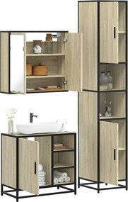 vidaXL Σετ Επίπλων Μπάνιου 3 Τεμαχίων Sonoma Δρυς Επεξεργασμένο Ξύλο