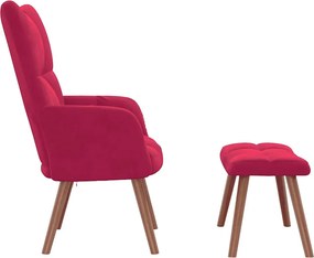 vidaXL Πολυθρόνα Relax Μπορντό Βελούδινη με Σκαμπό