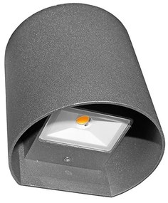 Adeleq Led Φωτιστικό Επίτοιχο Αλουμινίου Κύλινδρος Διπλής Κατεύθυνσης 2x3W 3000K Γκρι 3-691716