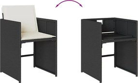 vidaXL Σετ Τραπεζαρίας Κήπου 17 τεμ Μαύρο από Συνθ. Ρατάν με Μαξιλάρια