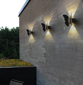 Μοντέρνα Απλίκ Πεταλούδα Led IP65 Μαύρη Γόβδη Ημέρας 14x16 cm