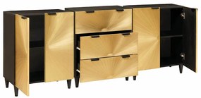 vidaXL Πλαϊνό γραφείο 3 pcs Μαύρο και Χρυσό 60 x 33 x 75 cm