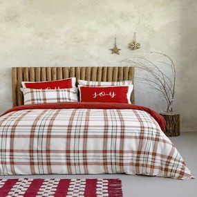 Σεντόνια Φανελένια Joy (Σετ 4τμχ) Red-Ecru Nima King Size 265x280cm 100% Βαμβακερή Φανέλα