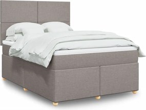 vidaXL Κρεβάτι Boxspring με Στρώμα Taupe 140x190 εκ. Υφασμάτινο
