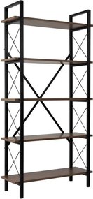 Βιβλιοθήκη Elysian Megapap χρώμα καρυδί - μαύρο 90x33,5x180εκ.