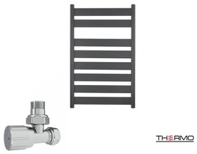 Thermo LARGO Θερμαινόμενη πετσετοκρεμάστρα από Mild Steel με υδραυλική λειτουργία, 80x50cm Black