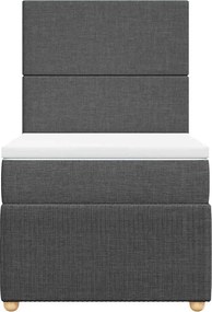 vidaXL Κρεβάτι Boxspring με Στρώμα Σκούρο Γκρι 90x200 εκ. Υφασμάτινο