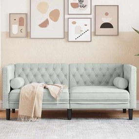 vidaXL Καναπές Chesterfield Ανοιχτό γκρι 174 x 74.5 x 70.5 εκ. Βελούδο