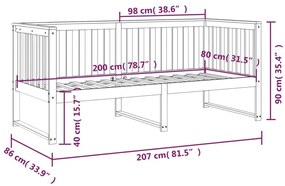 Καναπές Κρεβάτι Καφέ Μελί 80 x 200 εκ. από Μασίφ Ξύλο Πεύκου - Καφέ