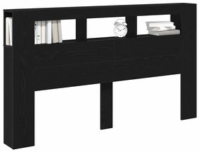 vidaXL LED κεφαλάρι με ράφι Μαύρη δρυς 180 x 18.5 x 103.5 cm