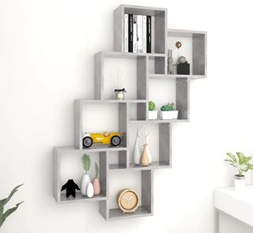 vidaXL Ράφι Κύβος Τοίχου Γκρι Σκυροδ. 90 x 15 x 119εκ. από Επεξ. Ξύλο