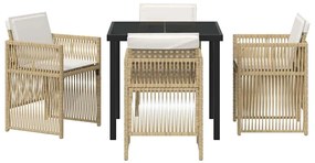 vidaXL Σέτ φαγητού για κήπο 5 pcs Μπεζ Χάλυβας με επίστρωση πούδρας