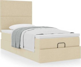 vidaXL Οθωμανικό κρεβάτι με στρώμα Cream 100x200cm ύφασμα