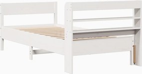 vidaXL Σκελετός Κρεβ. Χωρίς Στρώμα Λευκό 90x200 εκ Μασίφ Πεύκο