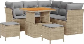 vidaXL Σετ Καναπέ Κήπου 8 pcs Μπεζ συνθετικό ρατάν