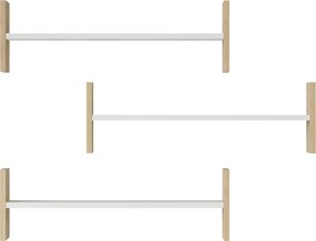 Ραφιέρα τοίχου Mento pakoworld λευκό με oak 75,6x14,5x23,6εκ