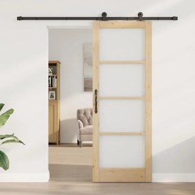 vidaXL Συρόμενη Πόρτα ORKDAL Καφέ 78 x 211 εκ Ξύλο και μέταλλο
