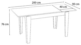 Τραπέζι μελαμίνης Helmut Megapap επεκτεινόμενο χρώμα γκρι ρετρό 160/200x90x76εκ.