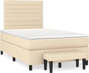 vidaXL Κρεβάτι Boxspring με Στρώμα Κρεμ 120x200 εκ. Υφασμάτινο