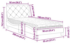 ΚΡΕΒΑΤΙ ΜΕ ΣΤΡΩΜΑ ΑΝΟΙΧΤΟ ΓΚΡΙ 90X190 ΕΚ. ΒΕΛΟΥΔΙΝΟ 3208628