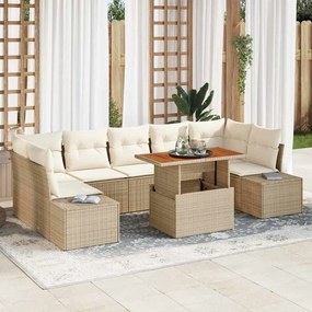 vidaXL Σετ Καναπέ Κήπου με αποθήκευση 8 pcs Μπεζ Πολυ ράταν