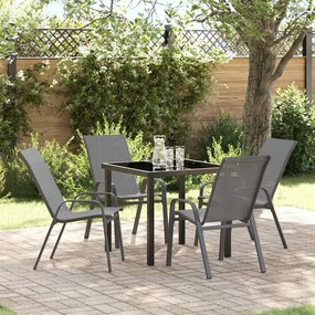 vidaXL Σέτ φαγητού για κήπο 5 pcs Γκρι Textilene και ατσάλι