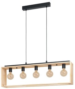 Φωτιστικό Οροφής-Ράγα 'Famborough' 43414 Natural-Black Eglo Metal,Wood