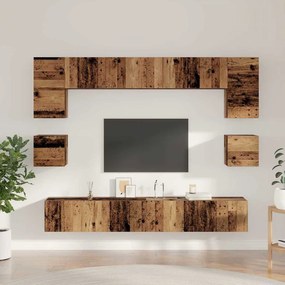 vidaXL Σετ επίπλου τηλεόρασης 8 pcs Παλαιό ξύλο 100 x 30 x 30 cm