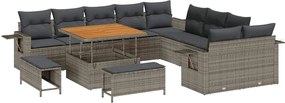 vidaXL Σετ Καναπέ Κήπου 13 pcs Γκρι συνθετικό ρατάν