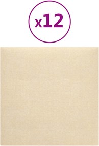 vidaXL Κεφαλάρι Τοίχου 12 pcs 30 x 30 cm Κρεμ ύφασμα