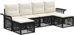 vidaXL Σετ Καναπέ Κήπου 6 pcs Μαύρο συνθετικό ρατάν