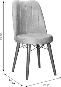 Καρέκλα Nevis I pakoworld ανθρακί antique ύφασμα-καρυδί πόδι