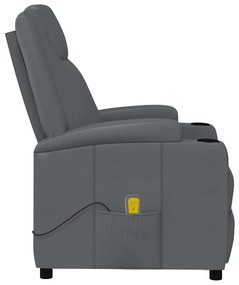 vidaXL Πολυθρόνα Μασάζ Ηλεκτρική Ανθρακί Συνθετικό Δέρμα