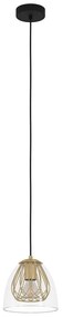 Φωτιστικό Οροφής Jazminia 390037 Φ19,5x150cm 1xE27 40W Black-Brass Eglo Steel,Glass