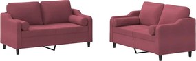vidaXL Πολυθρόνες Σετ 2 Τεμαχίων Μπορντό από Ύφασμα με Μαξιλάρια