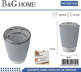 Θήκες οδοντόβουρτσας πλαστικές σε σετ 5Χ - Grey - 21620