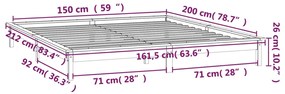 Πλαίσιο Κρεβατιού LED Μαύρο 150x200 εκ. King Size Μασίφ Ξύλο - Μαύρο