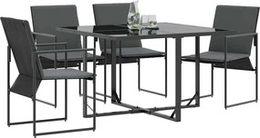 vidaXL Καρέκλα με μαξιλάρι 4 pcs Μαύρο και Ανθρακί Textilene