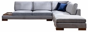 Γωνιακός καναπές PWF-0506 αριστερή γωνία ύφασμα σκούρο γκρι-καρυδί 313x193x80εκ Υλικό: FABRIC - WOOD 071-001135