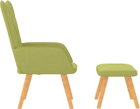 vidaXL Πολυθρόνα Relax Πράσινη Υφασμάτινη με Σκαμπό