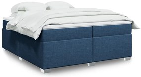 vidaXL Κρεβάτι Boxspring με Στρώμα Μπλε 200x200 εκ. Υφασμάτινο