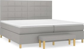 vidaXL Κρεβάτι Boxspring με Στρώμα Ανοιχτό Γκρι 200x200 εκ. Υφασμάτινο