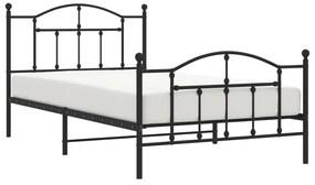 vidaXL Πλαίσιο Κρεβατιού με Κεφαλάρι&amp;Ποδαρικό Μαύρο 107x20 εκ. Μέταλλο