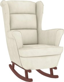 vidaXL Κουνιστή Πολυθρόνα με Πλάτη από Βελούδο σε Κρεμ χρώμα